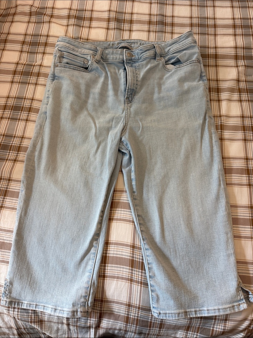 American Eagle Outfitters Light Wash Cropped Straight Jeans capri